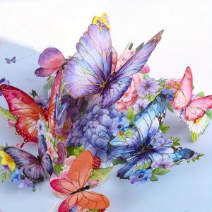 Carte Anniversaire Pop-Up Papillon pour Femme & Fille, Belle Bleue Papillon Carte Fête des Mères pour Maman, Idéal pour la Anniversaire, Fête des Mères, Tu me Manques, Remise des Diplômes - Neuf