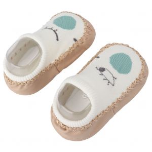 Chaussures D'interieur Antiderapantes En Coton Melange Pour Bebe Et Tout-Petit (Couleur Creme, Taille M) - Neuf