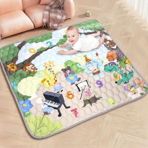 Tapis D'eveil Bebe Pliable - Imperm&eacute;able Animaux 127x127cm Tapis De Sol Bebe, Antid&eacute;rapant Tapis Chambre Enfant, Gar&ccedil;ons Filles Motricit&eacute; Sensoriel Tapis De Jeux Int&eacute;rieur Ext&eacute;rieur - Neuf