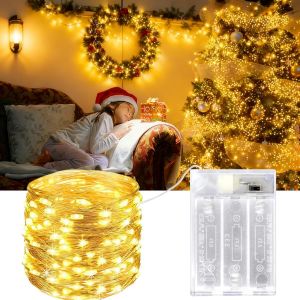 TRAHOO-Guirlande Lumineuse 12m 120 LED - Guirlande Lumineuse a Pile Mini Led Int&eacute;rieur Girlande de Lumi&egrave;re Decoration pour Chambre No&euml;l Mariage Soir&eacute;e Maison Jardin Fairy Lights, Blanc Chaud - Neuf