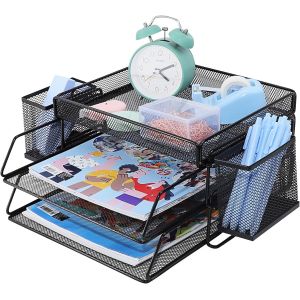 Bac à courrier à 2 niveaux,plateau de classement pour bureau,plateau de rangement de bureau,plateau de classement de papier,organiseur de bureau A4,porte-documents pour la maison,le bureau, - Neuf