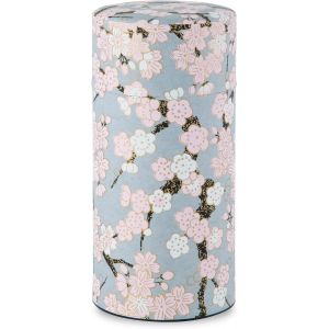 CMWS-Bo&icirc;te &agrave; th&eacute; japonaise (papier Yuzen Washi u2013 Prune et Sakura/gris) u2013 200 g u2013 Fabriqu&eacute; au Japon avec couvercle int&eacute;rieur herm&eacute;tique u2013 Bocal de cuisine pour feuilles de caf&eacute;, th - Neuf