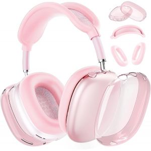 Coque en Silicone pour &eacute;couteurs AirPods Max, Coque en TPU Souple Transparent pour Oreillettes, Housse de Bandeau pour AirPods Max, Accessoires Transparents, Protection en Silicone, Rose - Neuf