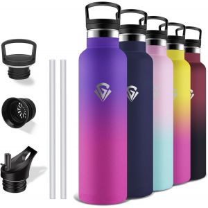 Gourde Isotherme, Gourde 1l, Sans Bpa, Gourde Avec Paille, Anti Fuite, Gourde Inox, Acier Inoxydable 18/8, Gourde , Double Isolation, Pour Randonnée, Camping, Aptitude, Sportif - Neuf