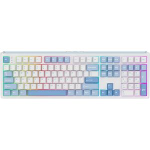 Th108 Clavier M&eacute;canique Pleine Taille,Clavier Gaming Sans Fil Avec Batterie 8000Mah,Gasket Creamy,108 Touches,Hot-Swap,Driver Personnalis&eacute;,R&eacute;tro&eacute;clairage Rvb(Bleu&Blanc,Sea Salt Silent) - Neuf