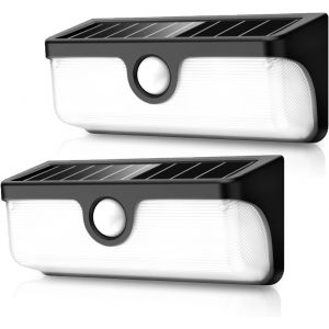 Lampe Solaire Ext&eacute;rieur Interconnectable (2 Pi&egrave;ces), Applique Murale Solaire Avec D&eacute;tecteur De Mouvement Activ&eacute; Aimultan&eacute;ment, Lumi&egrave;re Led Etanche Ip65 Pour Balcon, Jardin Et Garage - Neuf