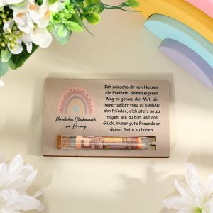 TZF-Cadeau d'argent de Communion Cadeau de Confirmation pour Filles Gar&ccedil;ons &Eacute;prouvette Carte de Confirmation en Bois pour Enfants Bapt&ecirc;me Jeunesse(Arc-en-Ciel Firmung) - Neuf