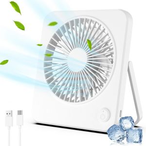 KALANKA-Mini Ventilateur de Bureau, Portable Ventilateur, 3 Vitesse Ventilateurs de Table avec Type C Câble pour Étudier, Travailler, Dormir- Blanc - Neuf