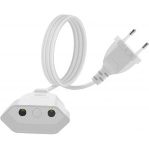 Rallonge Euro 2.5A 250V 625W Cable D'extension Euro 2x0.75 mm² Rallonge Câble Euro,pour Une Utilisation en Intérieur TV,PC,Moniteur (Blanc,1.5m) - Neuf