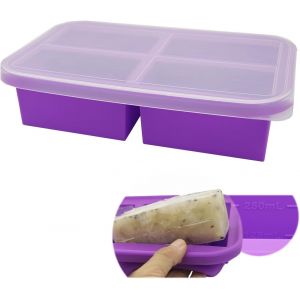 KALANKA-Plateau de cong&eacute;lation Soup, grands moules &agrave; gla&ccedil;ons avec couvercle, r&eacute;cipients de cong&eacute;lation en silicone, r&eacute;cipients &agrave; soupe pour la cong&eacute;lation de la soupe, portions de 300ml (Purple) - Neuf