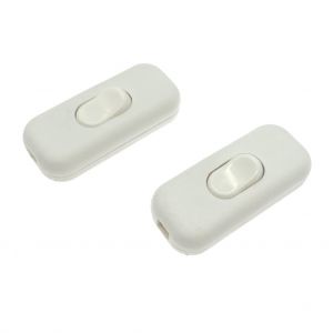CHECARZHN--NO1-2X imum 6A Interrupteur À Cordon En Ligne Bipolaire Blanc, Interrupteur En Ligne Isolement À Deux Pôles, Accepte Fil Rond Ou Plat À 1-2 Noyaux, Interrupteur Torpille Pour Lampe Petit A - Neuf