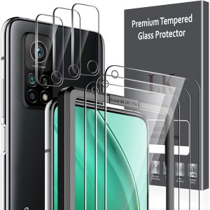 [6 Pack] Screen Protector Compatible With Xiaomi Mi 10t 5g/10t Pro 5g, 3 Film And 3 Camera Glass, 9h Hardness, Hd Clear Screen Protector, Anti-Scratch, No - Neuf