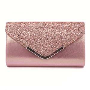 Embrayage de soirée avec paillettes étincelantes (rose) - Sacs-bandoulière avec chaîne - Embrayage de mariage - Neuf