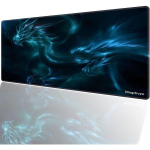 WQD-Grand Tapis de Souris de Jeu et Travail - 600 x 300 mm (60 x 30 cm) - Motif Dragon Argenté - Neuf