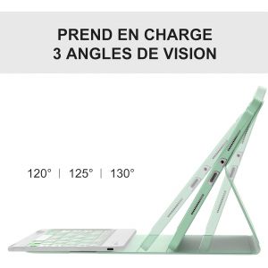 Clavier Redmi Pad Pro 12.1 2024, Coque Clavier Pour Redmi Pad Pro 12.1"", Azerty Français Rétroéclairé Bluetooth Détachable Avec Fente Pour Stylo Pour Xiaomi Redmi Pad Pro 12.1"", Vert Clair - Neuf