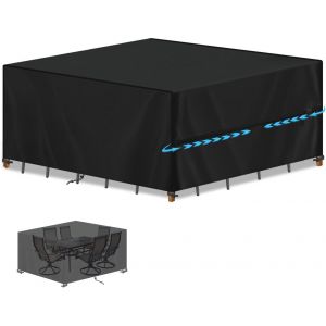 Cfus-Housse Table De Jardin Exterieur Impermeable,Housse De Protection Pour Salon De Jardin,Bache Table Exterieur,420d Oxford Housse Pour Salon De Jardin Table Et Chaise Exterieur 250x210x90cm - Neuf