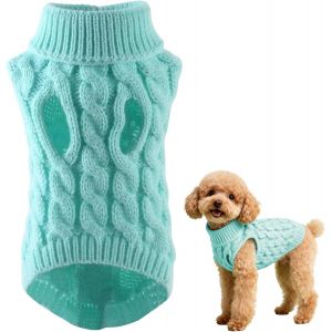 Jgd-Pull Pour Chien En Tricot, Animal De Compagnie Chien Col Roul&eacute; Tricot, Pull-Over Tricots Crochet D'hiver V&ecirc;tements, D'hiver V&ecirc;tements Pour Petit Moyen Chiot Chat, Bleu Ciel, L - Neuf