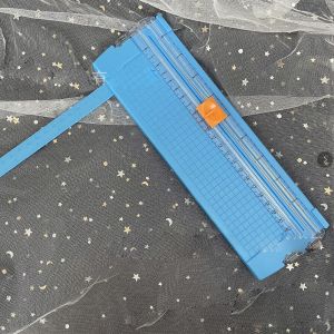 Coupe-papier, petit, pliable, transparent, sans bavures, en acier au carbone, pour scrapbooking, bleu - Neuf