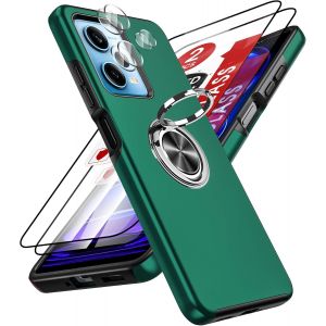 Kal-Coque Pour Xiaomi Redmi Note 12 Pro 5g(Pas 4g)/ Poco X5 Pro 5g Avec 2 Verre Trempé, 2 Protection Camera Et Anneau Telephone, Militaire Renforcée Pc Et Tpu Silicone Etui Antichoc Housse - Vert - Neuf