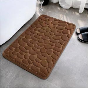 KAL-Tapis De Salle De Bain En Velours Corail En Galets Gaufrés, Tapis De Bain À Motif De Pierre Douce, Absorption D'Eau Rapide, Antidérapant, Lavable, Adapté Aux Tapis De Sol Antidérapants De Salle D - Neuf