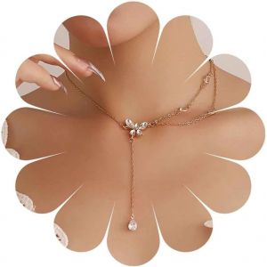 Kal-Collier Ras Du Cou Boho Papillon En Cristal Strass Collier Lariat Collier Pendentif Papillon Cha&icirc;ne Collier Superpos&eacute; Or Bijoux Pour Femmes Et Filles Cadeaux - Neuf