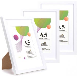 Cmwx-Scholar Tree Lot De 3 Cadres Photo A5 Blancs - 21 X 14,8 Cm - Avec Support De Table Ou &Agrave; Suspendre Au Mur - Cadre Photo En Bois Avec Passe-Partout De 15,2 X 10,2 Cm - Neuf