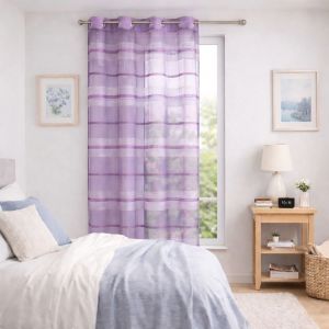 Voilage Fantaisie &Agrave; Rayures Horizontales De Diff&eacute;rentes Tailles - Neuf