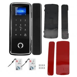 Clavier tactile, verrouillage electrique par empreinte digitale et mot de passe, fonction de sonnette de presence pour porte vitree - Neuf