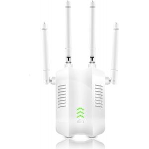 Répéteur WiFi,Nouveau Extender WiFi en 2024,Amplificateur de Signal Wi-FI 1200Mbps,Puissant bi-Bande 5GHz/2.4GHz,Mode répéteur/Routeur/AP,avec 4 antennes,Compatible avec Tous Les routeurs - Neuf