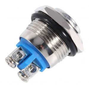 12V 16mm Interrupteur à bouton en métal Bouton-poussoir étanche Momentané Interrupteur de klaxon Démarrer le verrouillage Interrupteur d'alimentation du moteur de voiture - Neuf