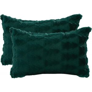 Cauc-Housse De Coussin Noel En Peluche P&egrave;re 30x50cm Joyeux Xmas Rang&eacute;e D'arbre De No&euml;l Vert Parure De Oreiller Lit Deco Pour Chambres Canap&eacute; Hiver Decoration 2 Pi&egrave;ces - Neuf
