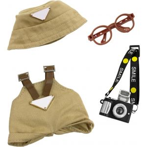 V&ecirc;tements pour poup&eacute;es Labu17 cmcombinaison avec bretelles r&eacute;glablesbonnetlunettesvieille cam&eacute;ra pour la mini poup&eacute;e en peluche de 17 cmnon incluse dans la livraisonmarron - Neuf