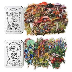 100pcs Th&egrave;me De Plante,Kit D'autocollants De Scrapbooking Avec Bo&icirc;te De Rangement En Fer - Neuf