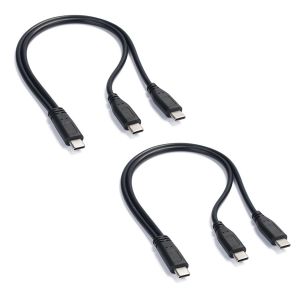 JGD-Lot de 2 c&acirc;bles de charge r&eacute;partiteur USB C, adaptateur de charge type C vers double type C, 30 cm, 5 V/3 A, charge uniquement, pas de transfert de donn&eacute;es, USB C vers 2 c&acirc;bles USB C pour t&eacute;l&eacute;pho - Neuf