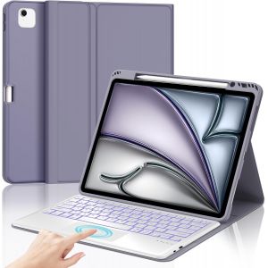 Clavier Avec Trackpad Pour Ipad Air 13"" M3/M2 2025/2024, Azerty Français Clavier Rétroéclairé Détachable Avec Touchpad Pour Ipad Air 13 Pouces A2898/ A2903/ A2904, Violet - Neuf