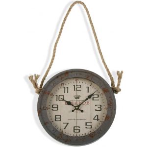TZF-Lamiako Horloge Murale pour la Cuisine, Le Salon, la Salle à Manger ou la Chambre. Pendule Murale, Dimensions (H x l x L) 27,7 x 6,3 x 27,7 cm, Métal et Verre, Couleur: Gris et Beige - Neuf