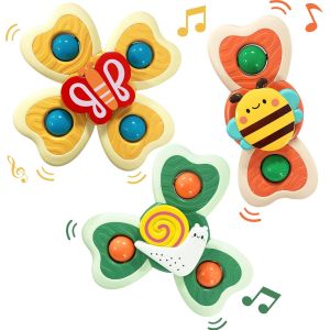 (3 pièces) Jouet de bain à ventouse pour bébé Spinner à ventouse pour bébé Jouet à ventouse pour bébé pour tout-petits et enfants - Neuf