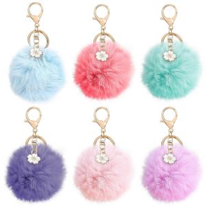Framemanino Animal Pompon de la Cha&icirc;ne de la Cl&eacute; 6 Pack Mignon de Fausse Fourrure Duveteuse de porte-cl&eacute;s pour les Filles, les Femmes Sac d'Accessoires - Neuf
