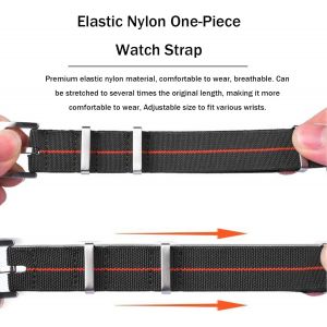 Elastic Nylon Watch Strap 18 Mm 20 Mm 22 Mm Nato Style Military Ballistic Navy Parachute Adjustable Nylon Braided Fabric Replacement Band For Men And Women.[U1285] - Neuf