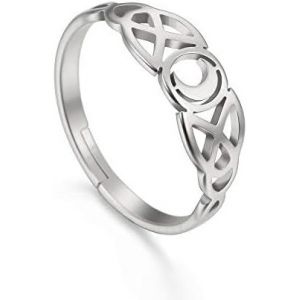 Amaxer Bague Femme Argent/Or/Or Rose En Acier Inoxydable Bague Lune Celtique Irlandaise R&eacute;glable - Neuf