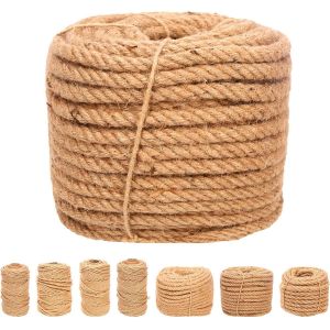 NouvelHorizonstore-Ficelle de jute naturelle tress&eacute;e 14 mm x 50 m, longue pour emballage, jardinage, crochet, loisirs cr&eacute;atifs, travaux manuels, cadeaux, projets - Neuf