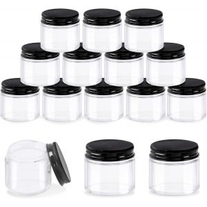 Jexnovashop-15 Bo&icirc;tes De 2 Oz / 60 Ml Bocaux En Verre Avec Couvercle, Bocaux Ronds En Verre Transparent Avec Doublure Et Couvercle Noir Pour Le Stockage De Cr&egrave;mes, Produits De Beaut&eacute; - Neuf