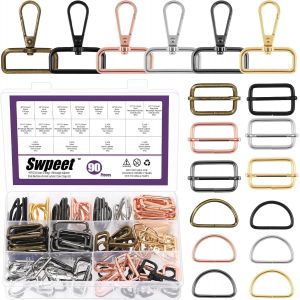Mevronisshop-Lot De 90 Anneaux En D En M&eacute;tal De 6 Couleurs, Ajusteurs Rectangulaires, Boucles Coulissantes Et Fermoir Mousqueton Pivotant En D, Kit D'assortiment - Neuf