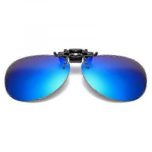 Polarized Clip On Sunglasses Rimless Driving Glasses For Prescription Glasses--Blue Mirror - Neuf