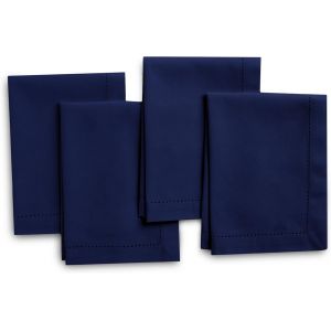 Eryi-Serviettes En Tissu Lot De 4 | Pur Coton Avec Ourlet Jour Échelle | Scotch Bleu | Taille Carrée 43x43 Cm | Serviettes De Table - Lavables En Machine Et Réutilisables - Neuf