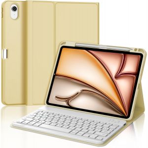 Clavier pour iPad Air 11 M2 2025, Coque Clavier pour iPad Air 11 Pouces M2/M3 2024/2025, AZERTY Français Clavier Bluetooth Magnétique Détachable pour Air M2/M3 2024/2025, Jaune - Neuf