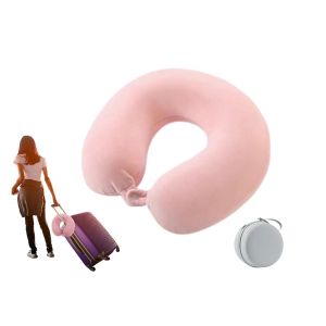 Oreiller de voyage en mousse &agrave; m&eacute;moire de forme en forme de U pour la nuque - Rose - Neuf