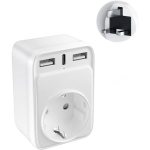 KALANKA-4 en 1Adaptateur Prise Anglaise, Adaptateur de Voyage France vers UK, Adaptateur de Prise pour Irlande, Angleterre, Ecosse, Dubaï, Malte, Adaptateur Type G - Neuf