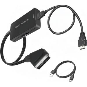 Convertisseur P&eacute;ritel Vers Hdmi Avec C&acirc;ble P&eacute;ritel, Adaptateur Peritel Hdmi Full Hd 720P/1080P Vid&eacute;o Audio Scart Hdmi Adaptateur Pour Hdtv Dvd Projecteur Stb Vhs Xb0X Ps3 Lecteur Hd Blu-Ray[Z259] - Neuf
