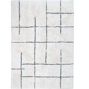 Tapis Salon Lavable Berb&egrave;re En Coton &Eacute;cru 200x300 - Neuf